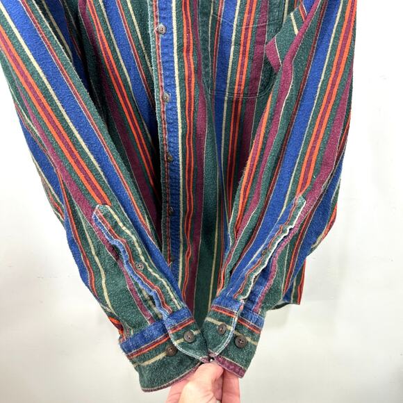 Vintage Woolrich Flannel Shirt 90s Multi Stripe Button Down Size L USA - Picture 8 of 9